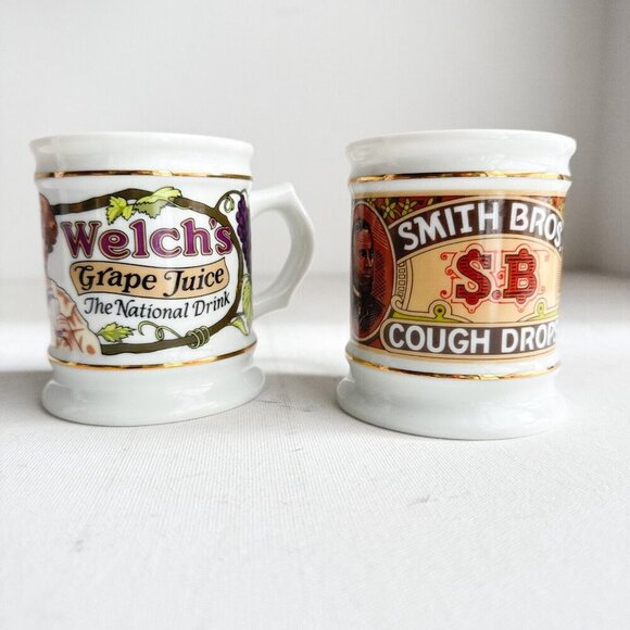 Vintage The Corner Store Mugs Set of 2 Welch's Grape Juice + Smith Bros Drops - Picture 2 of 8